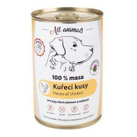 All Animals DOG konz. Kuřecí kousky 400g