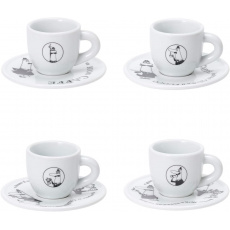 Sada 4 šálků na espresso BIALETTI CAROUSEL Porcelán 4x 50 ml Bílá