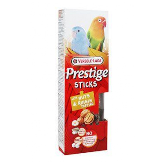 Pamlsok VL Prestige Small Parrots with Nuts & Raisin topping 2 ks- tyčinky pre stredné papagáje orechy a rozenková poleva 60 g Pamlsok VL Prestige Small Parrots with Nuts & Raisin topping 2 ks- tyčinky pre stredné papagáje orechy a rozenková poleva 60 g