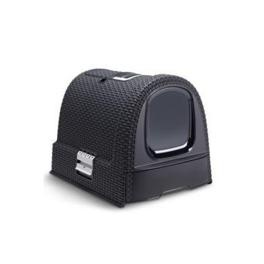 Curver WC kočka kryté domek Rattan 39x39x51cm antracit Curver WC kočka kryté domek Rattan 39x39x51cm antracit
