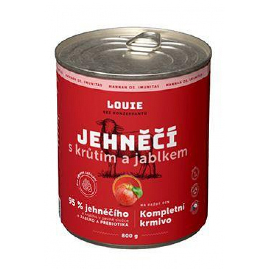 Louie Dog konz. Jahňacie s morčacím, jablk. prebiotiká 800g
