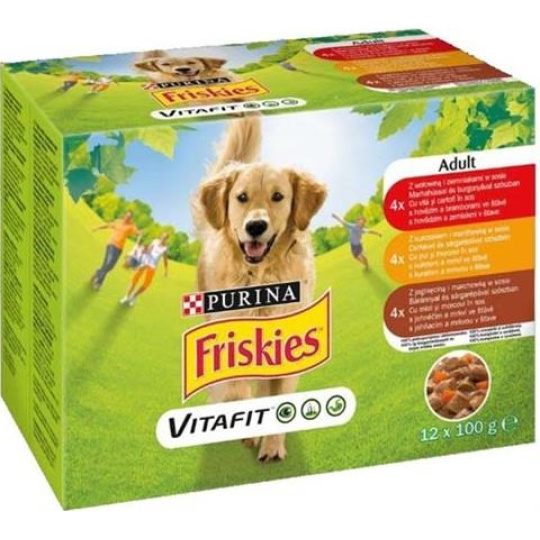 Nestlé Friskies dog Adult Multipack hovädzie&kura&jahňa kapsička 12x100 g