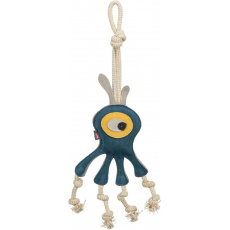Monster - příšerka na laně, 47 cm, hračka pro psy,  100% pravá kůže/lano, petrolejová