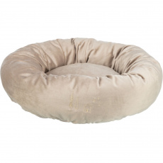 Vánoční sametový pelech LIVIA, kulatý s okrajem, o 50 cm, béžová