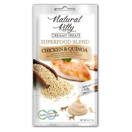 NATURAL KITTY Superfood Blend Chicken with quinoa - pamlsek pro kočky - 4 x 12g