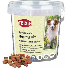 Soft Snack Happy MIX - kuře, jehněčí, losos, kyblík 500 g Soft Snack Happy MIX - kuře, jehněčí, losos, kyblík 500 g