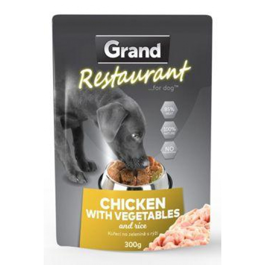 GRAND Dog kapsa Restaurant kuřecí na zelenině 300g