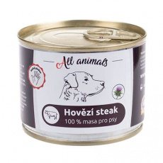ALL ANIMALS hovězí STEAK, konzerva pro psy, 200 g ALL ANIMALS hovězí STEAK, konzerva pro psy, 200 g