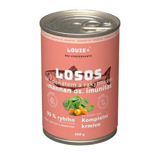 Louie Dog konz. Losos s rakyt.špenátem,prebiotiky 400g