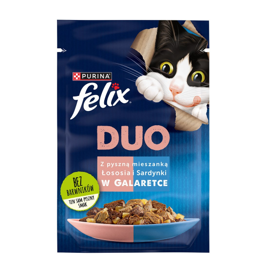 Felix Fantastic Duo s lososem a sardinkami v želé - vlhké krmivo pro kočky - 85g