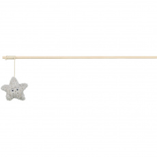 Vánoční hrací prut s hvězdičkou a catnipem,  48 cm, plyš/dřevo, šedá