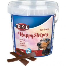 Soft Snack Happy Stripes - hovězí pásky, kyblík 500 g Soft Snack Happy Stripes - hovězí pásky, kyblík 500 g