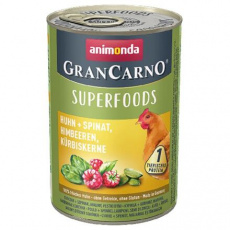 GRANCARNO Superfoods kuře,špenát,maliny,dýňová semínka 400 g pro psy GRANCARNO Superfoods kuře,špenát,maliny,dýňová semínka 400 g pro psy