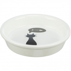 Keramická miska s černou kočkou, s okrajem bílá 0,25 l/13 cm