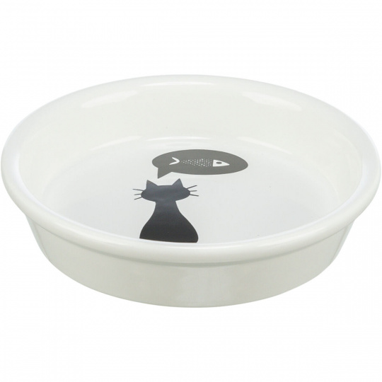 Keramická miska s černou kočkou, s okrajem bílá 0,25 l/13 cm Keramická miska s černou kočkou, s okrajem bílá 0,25 l/13 cm
