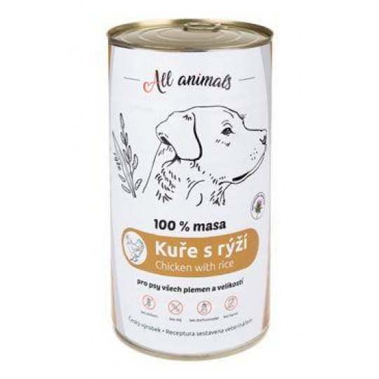All Animals DOG konz. Kuřecí mleté s rýží 1200g