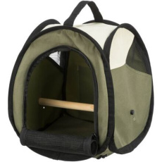 Transportní taška s bidýlkem pro ptáky tmavě  27x32x27 cm olivová