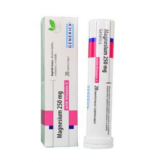 Magnesium 250mg s vitam C Generica eff 20tbl Magnesium 250mg s vitam C Generica eff 20tbl