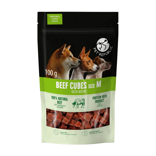 PETREPUBLIC Beef cubes M - pamlsek pro psa - 100g