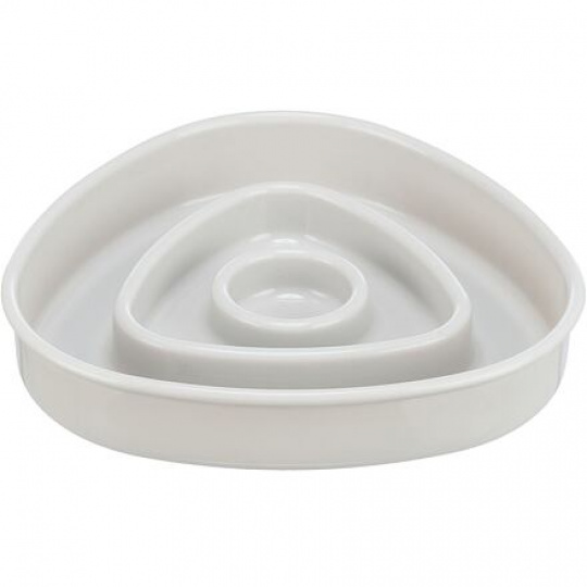 Miska k pomalému krmení, design triangl, 0,35l/15 ×15 cm, plast/TPR, šedá