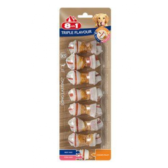Pochoutka 8in1 Flavours Triple Flavour Bones XS/7ks