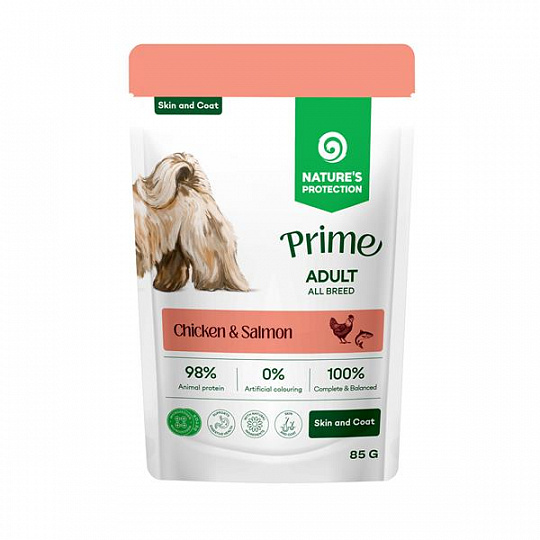 Natures P Prime KAPSIČKA dog adult skin&coat chicken&salmon 85 g