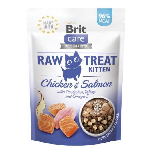 BRIT Care Raw Treat Kitten chicken with salmon - pamlsek pro kočky - 40g