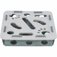 Interaktivní hra pro kočky Hole'n'Roll – box, ø 30 × 7.5 cm, filc, šedá