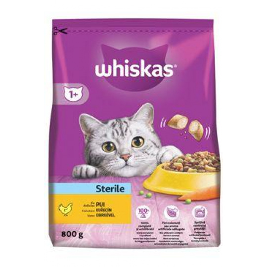 Whiskas Dry Sterile s kuřecím masem 800g