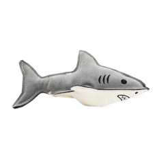 Žralok HipHop Dog, 23 cm, kožená robustní hračka, šedá/bílá
