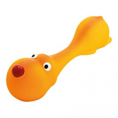 Psík ležící - tvar činky, se zvukem, 22 cm, latex, oranžová, HipHop Psík ležící - tvar činky, se zvukem, 22 cm, latex, oranžová, HipHop