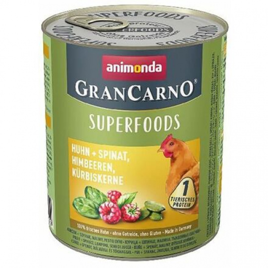 GRANCARNO Superfoods kuře,špenát,maliny,dýňová semínka 800 g pro psy