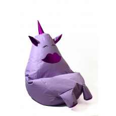 Sako taška pouffe Unicorn s ústy fialová XXL 140 x 100 cm