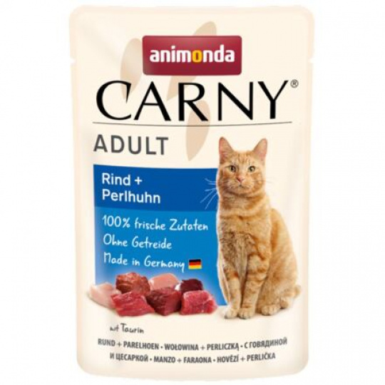 Carny Adult 85 g hovězí + perlička, kapsička pro kočky