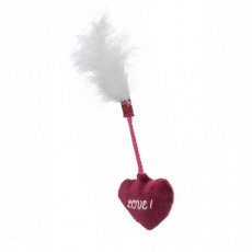 Valentine´s heart - valentýnská hračka pro kočky - srdce s peřím, plyš, 20 cm