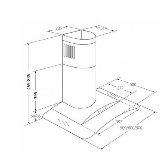 Komínový odsavač par Akpo WK-10 Largo 60 Inox