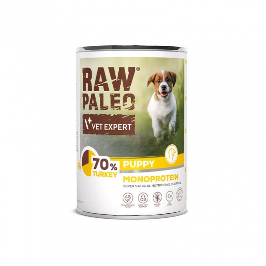 RAW PALEO Puppy Monoprotein Turkey - mokré krmivo pro štěňata - 400 g