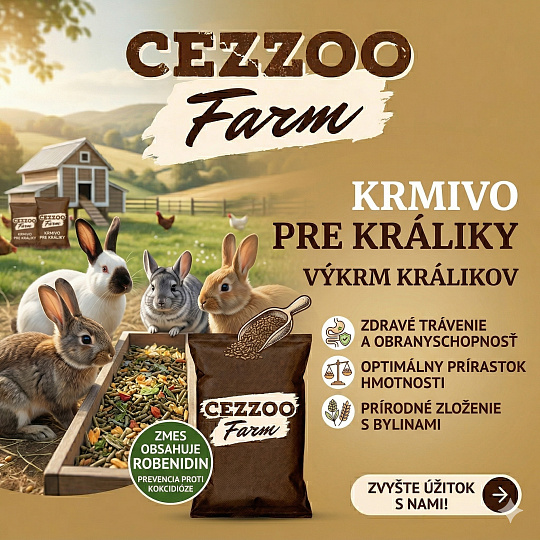 Cezzoo Farm krmivo pre králiky výkrm 25kg Cezzoo Farm krmivo pre králiky výkrm 25kg