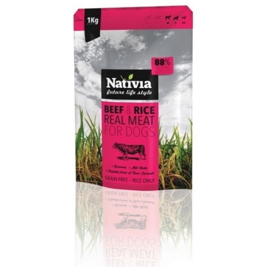NATIVIA Dog Real Meat Beef & Rice 8 kg + DOPRAVA ZDARMA
