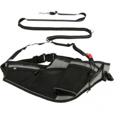 Joggingový pás s vodítkem, pás: 70-130 cm, vodítko 1.15-1.50 m, 20mm, šedá Joggingový pás s vodítkem, pás: 70-130 cm, vodítko 1.15-1.50 m, 20mm, šedá