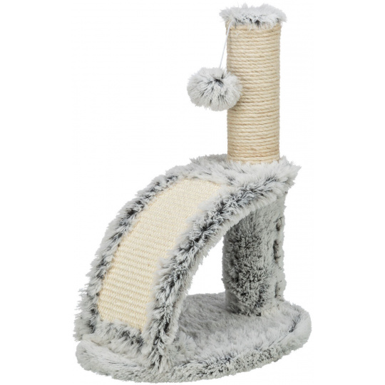 Škrabadlo WINNIE Junior s kartáčem, 43 cm, sisal/ dlouhovlasý plyš, šedá