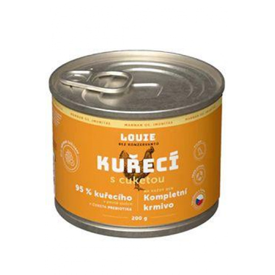 Louie Dog konz. Kuřecí s cuketou a prebiotiky 200g Louie Dog konz. Kuřecí s cuketou a prebiotiky 200g