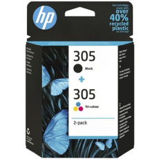 HP Tříbarevná / černá originální inkoustová kazeta 305, dvojbalení