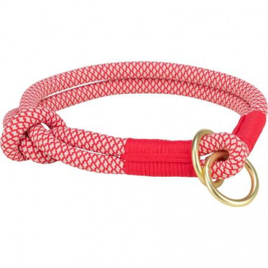 Soft Rope kulatý polostahovací obojek, červená/krémová