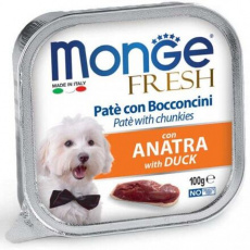 MONGE FRESH - paštika a kousky s kachnou 100 g pro psy MONGE FRESH - paštika a kousky s kachnou 100 g pro psy