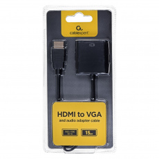 Gembird A-HDMI-VGA-03 adaptér k video kabelům 0,15 m HDMI Typ A (standardní) VGA (D-Sub) Černá