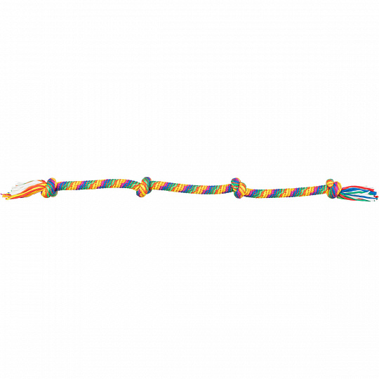 Hrací činka / přetahovadlo 122 cm, 4 uzly, multikolor - LIMITOVANÁ NABÍDKA