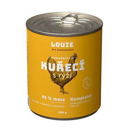 Louie Dog konz. Kuřecí s rýží a prebiotiky 800g