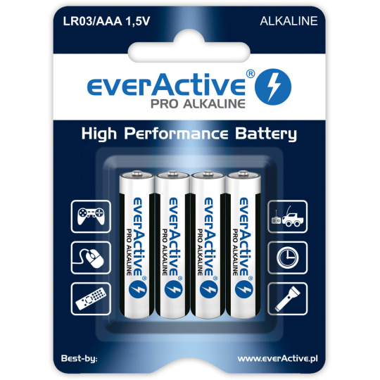 Alkalické baterie AAA / LR03 everActive Pro - 4 kusy (blistr)