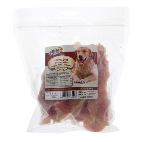 HILTON Dry chicken jerky - pochoutka pro psy - 500 g